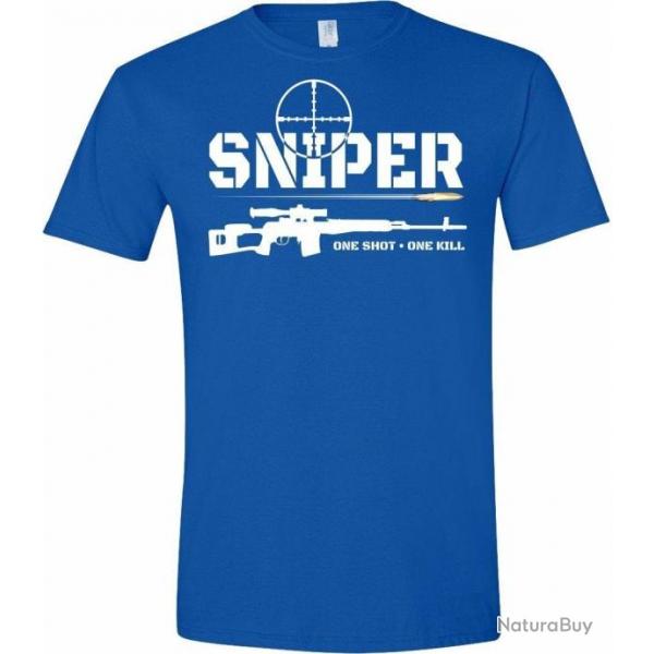 T shirt Sniper One shot one kill Blue