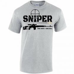 T shirt Sniper One shot one kill Gray