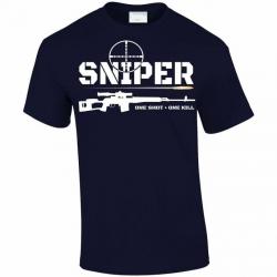 T shirt Sniper One shot one kill Navy Blue