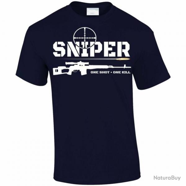 T shirt Sniper One shot one kill Navy Blue