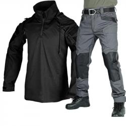 Ensemble chemise et pantalon tactique Tribe Fans - Noir - Gris / XXXL