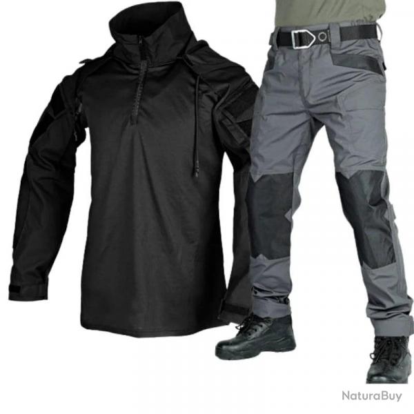 Ensemble chemise et pantalon tactique Tribe Fans - Noir - Gris / XXXL