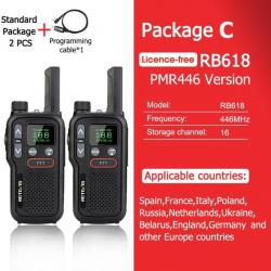 Talkie Walkie PMR 446 RB618 longue portée - Pack C PMR 2 pcs