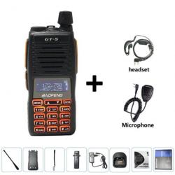 Talkie-walkie double PTT HF GT-5 BAOFENG - Headset-Mic / EURO