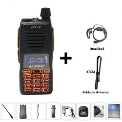 Talkie-walkie double PTT HF GT-5 BAOFENG - Headset-Antenna / EURO