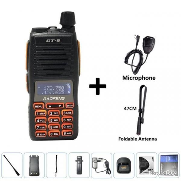 Talkie-walkie double PTT HF GT-5 BAOFENG - Mic-Antenna / EURO