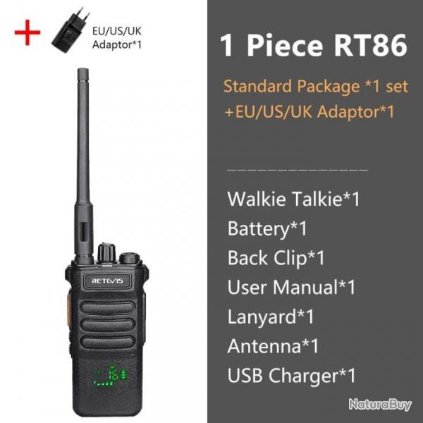 Talkie-walkie longue porte RT86 PTT 10W - 1 PC et adaptateur