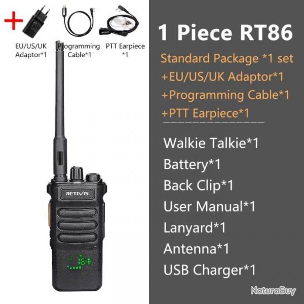 Talkie-walkie longue porte RT86 PTT 10W - 1 PC and ACC