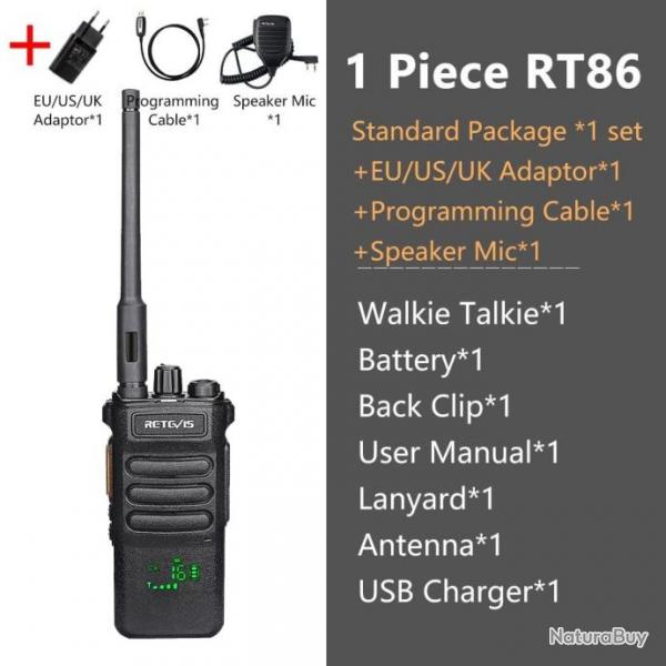 Talkie-walkie longue porte RT86 PTT 10W - 1 PC and ACC 1