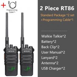 Talkie-walkie longue portée RT86 PTT 10W - 2PCS et câble