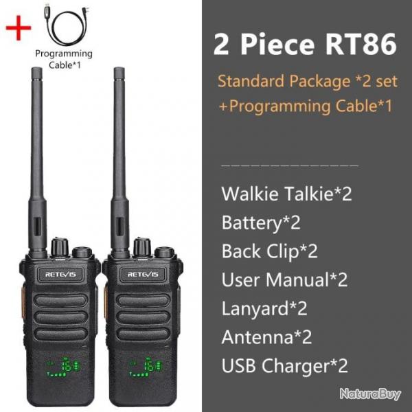 Talkie-walkie longue porte RT86 PTT 10W - 2PCS et cble