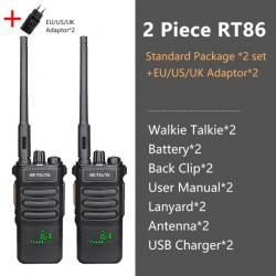 Talkie-walkie longue portée RT86 PTT 10W - 2PCS et adaptateur