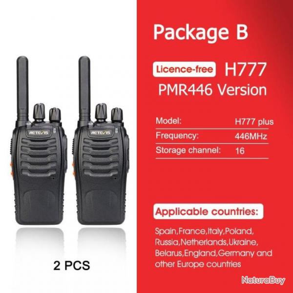 Talkie-walkie Retevis H777 PLUS Pro PTT - PMR 2PCS