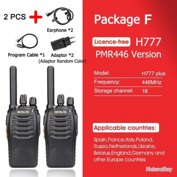 Talkie-walkie Retevis H777 PLUS Pro PTT - PMR 2PCS and ACC