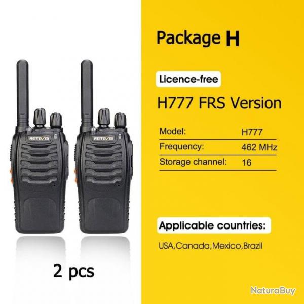 Talkie-walkie Retevis H777 PLUS Pro PTT - FRS 2PCS