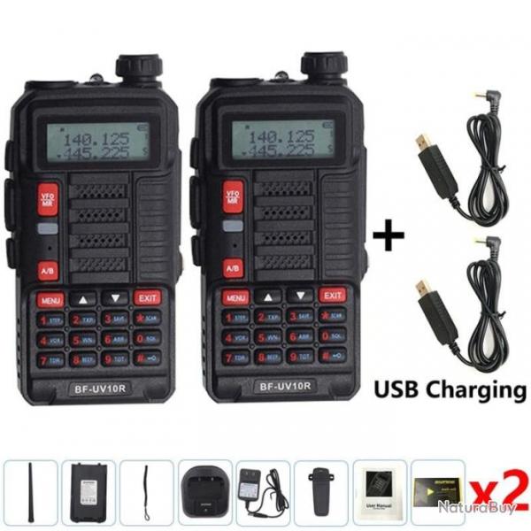 Talkie-walkie UV 10R W2 VHF Boafeng - Noir + chargeur USB / EURO