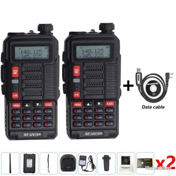 Talkie-walkie UV 10R W2 VHF Boafeng - Noir + cble de donnes / EURO