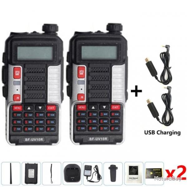 Talkie-walkie UV 10R W2 VHF Boafeng - Argent + chargeur USB / EURO