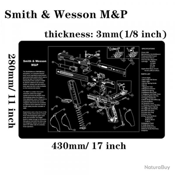Tapis nettoyage arme AR15 AK47 - Smith Wesson