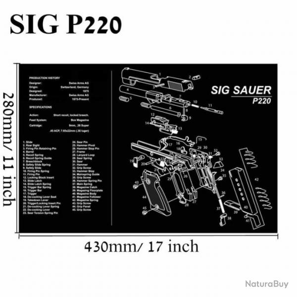 Tapis nettoyage arme AR15 AK47 - SIG P220