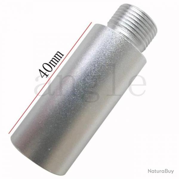 Tube extension embout avant/arrire 14mm - Argent-40 mm