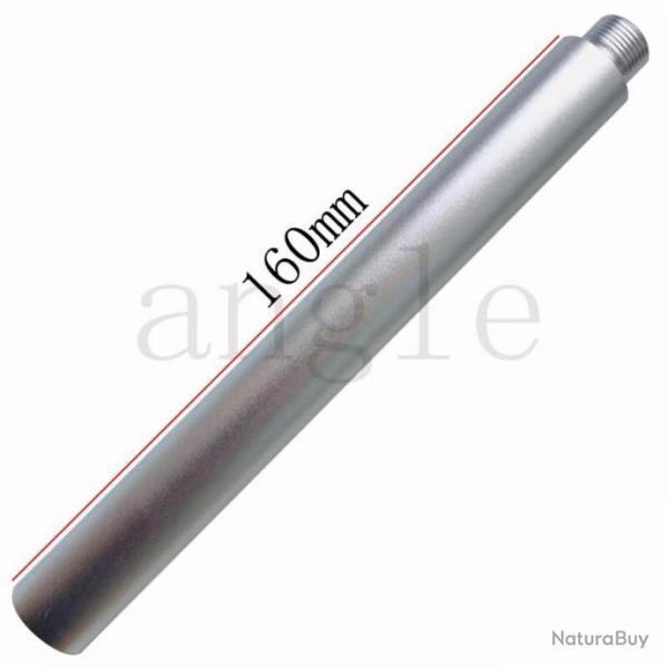 Tube extension embout avant/arrire 14mm - Argent-160 mm