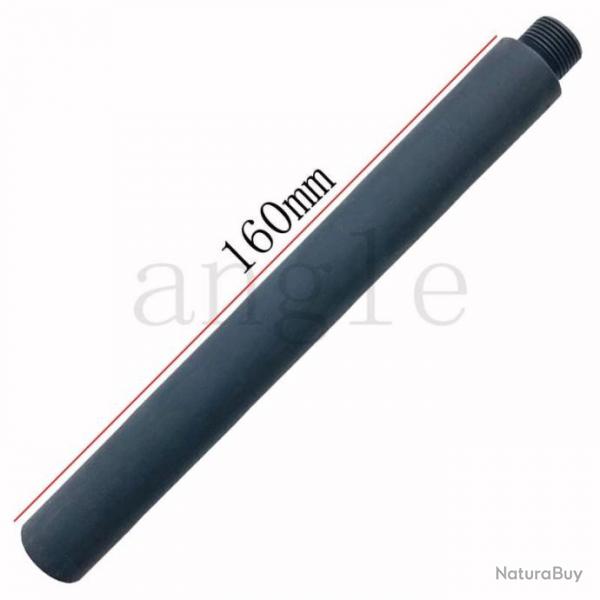 Tube extension embout avant/arrire 14mm - Noir-160 mm