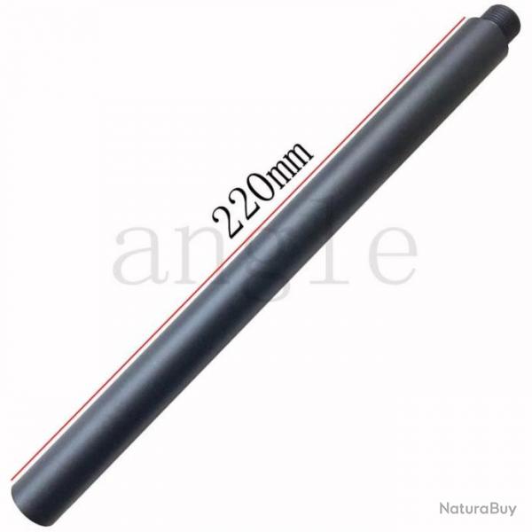 Tube extension embout avant/arrire 14mm - Noir-220 mm