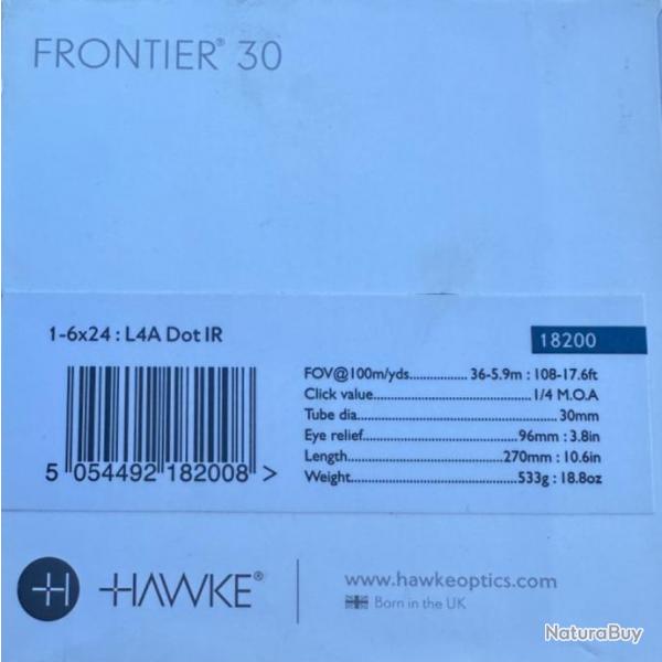 Lunette de battue Hawke Frontier 301-6*24 diamtre 30