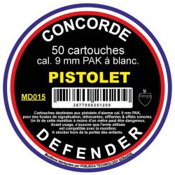 Munitions 9 mm PAK à blanc