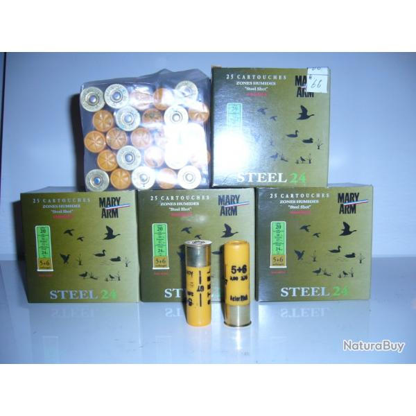 CARTOUCHE CALIBRE 20  PLOMB N 5+6 ACIER 24 GR