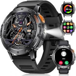 Montre Connectée Bluetooth Ecran 1,43 Pouces Montre Intelligente Etanche IP67 Sportif Bracelet Silic