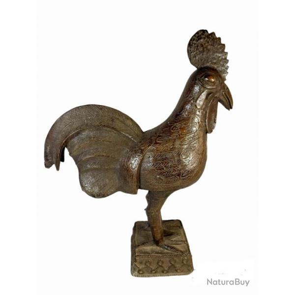 Coq ancien en bronze sculpture