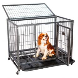 Cage pour chien intérieur et extérieur MouvedyL, 94x64x76cm, caisse de transport, roues verrouillabl