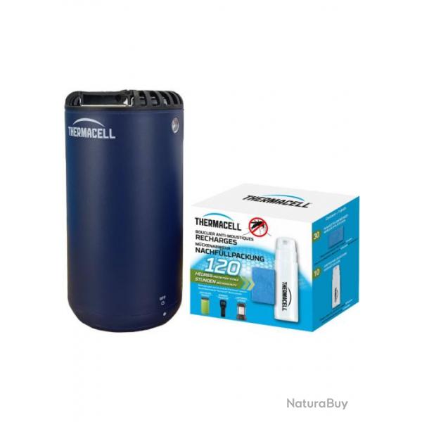 Pack diffuseur anti-moustiques Thermacell Patio Shield bleu + recharge 120 heures