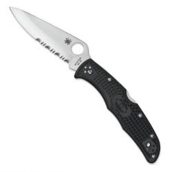 Couteau "Endura 4" VG-10 / nylon-fibre de verre noir, Tranchant partiellement dentelé [Spyderco]