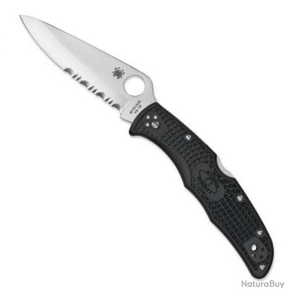 Couteau "Endura 4" VG-10 / nylon-fibre de verre noir, Tranchant partiellement dentel [Spyderco]