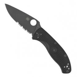 Couteau "Tenacious" 8Cr13MoV / nylon-fibre de verre noir, Tranchant partiellement dentelé [Spyderco]