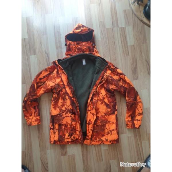 Veste de chasse en battue orange impermable decathlon solognac