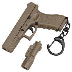 Porte-clé pistolet G-17 1:4 lampe/chargeur - Marron