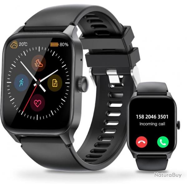 Montre Connecte Bluetooth Ecran 1,83" Frquence Cardiaque 120 Modes Sport tanche IP67 NOIR