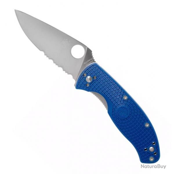 Couteau "Tenacious" S35VN / nylon-fibre de verre bleu, Tranchant partiellement dentel [Spyderco]