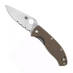 Couteau "Tenacious" M4 / G10 marron, Tranchant partiellement dentelé [Spyderco]