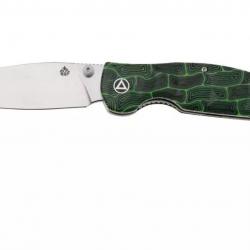 Couteau QSP Turtle Punk Black/Green G10 Lame Tanto Acier 14C28N IKBS Linerlock CLip QS158C1