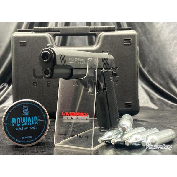 PACK PRT A TIRER "PISTOLET COLT GOVERNMENT 1911 A1" CO2 CAL 4.5 BLACK