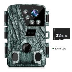 Caméra de Chasse 4K Ultra-HD 32MP Vision Nocturne Détection Rapide Étanche IP66 LED Infrarouge