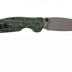 Couteau QSP Turtle Punk Black/Green G10 Lame Tanto Acier 14C28N IKBS Linerlock CLip QS158C2