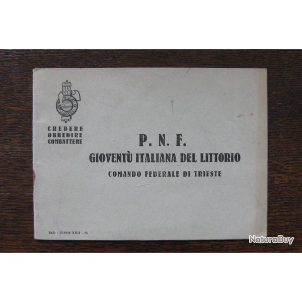 Registre de la Giovent italiana del littorio - GIL / Italie fasciste