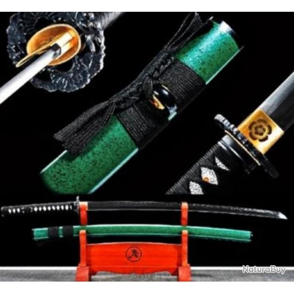 Katana japonais forg la main, acier T10, trempe  l'argile. Tranchant, incassable, coupe