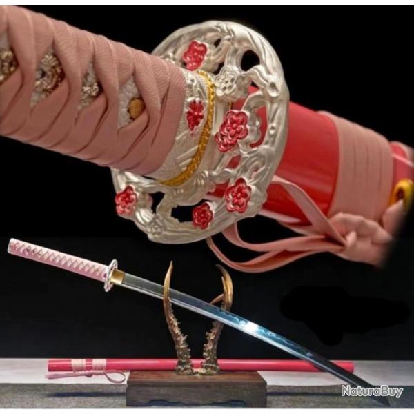 Magnifique katanas japonais, lady's Pink, acier solide 1095, trs tranchant, arme de coupe